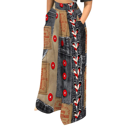Women’s Camouflage Pants Bottom – High Waist Wide Leg Stretchy Loose Fit Trousers with Pockets