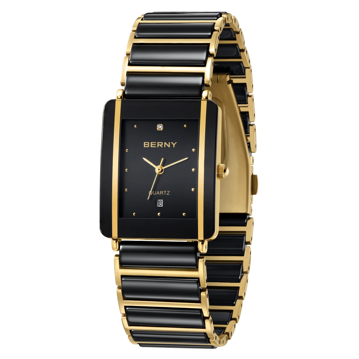 Women’s Rectangle Ceramic Quartz Watch | Luxury | Diamond Look | Unisex
