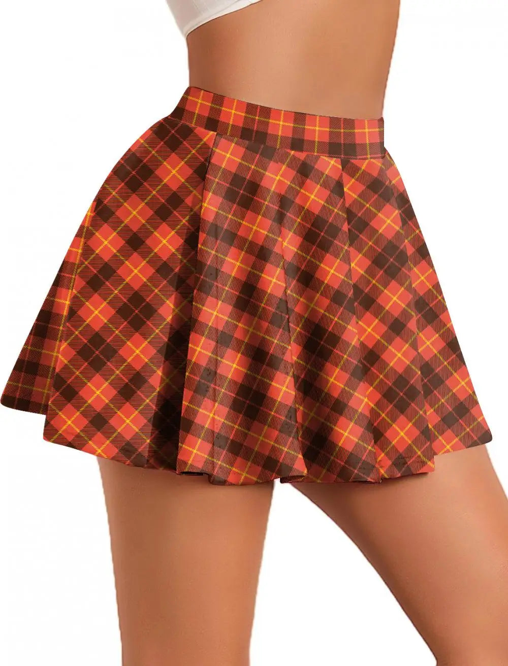 Women’s Retro Plaid Pleated Skirt Bottom – Y2K Vintage A-Line Mini School Uniform Style