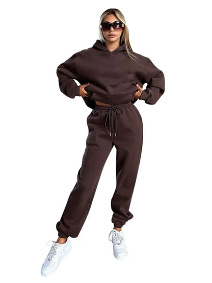 Women’s Autumn Winter Fleece Tracksuit Set – 2 Piece Casual Outfit