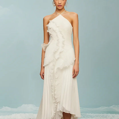 Women’s Maxi Dress – Tiered Ruffle A-Line Backless Evening & Party Gown