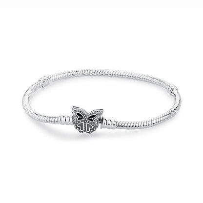 Women’s 925 Sterling Silver Bracelet – Rose Gold Snake Chain with Heart Charm Beads Jewelry
