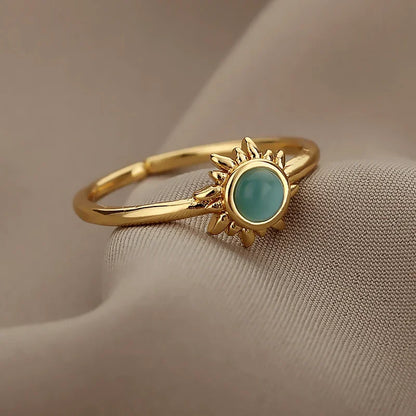 Women’s Jewelry Opal Geometric Open Ring | Aesthetic | Adjustable | Couple