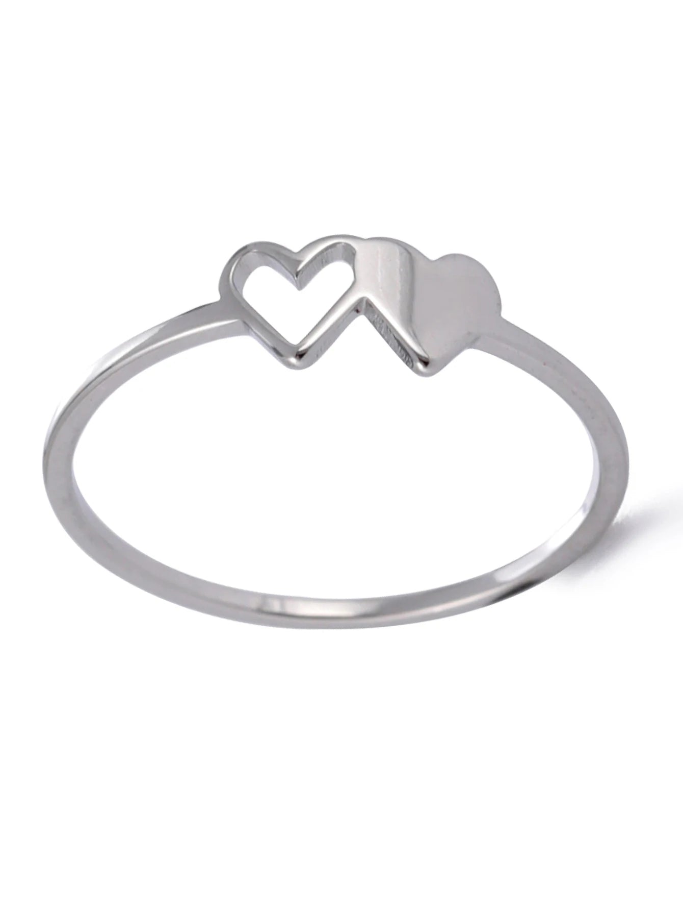Women’s Stainless Steel Initial Ring – A–Z Alphabet Double Heart Design Jewelry