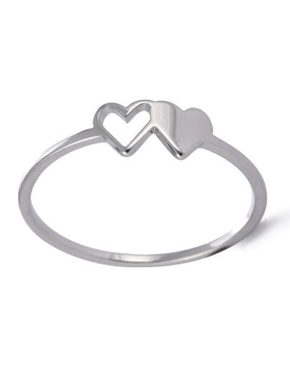 Women’s Stainless Steel Initial Ring – A–Z Alphabet Double Heart Design Jewelry