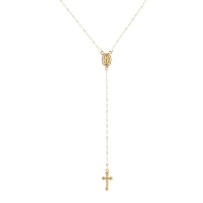 Women’s Vintage Cross Rosary Pendant Necklace – 2024 Bohemian Religious Charm Jewelry Gift