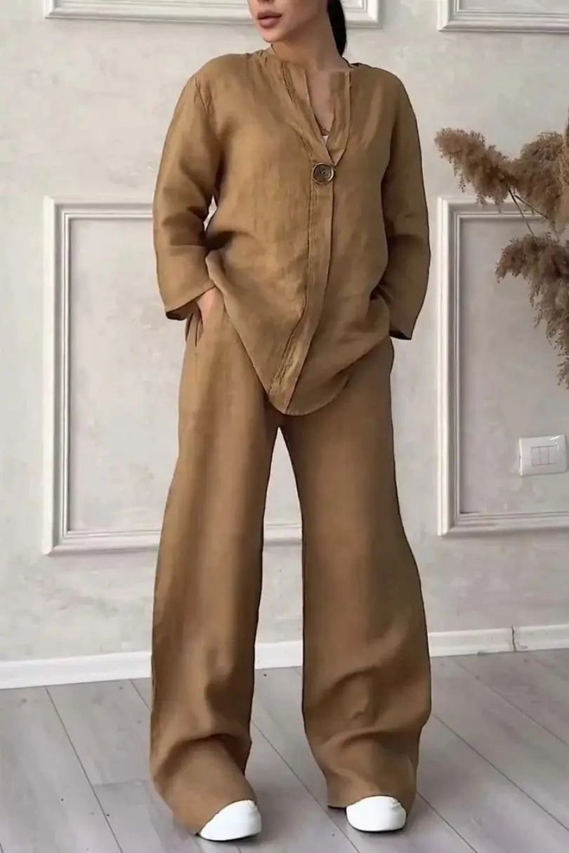 Women’s Comfortable Loose Cotton Linen Two-Piece Casual Set | Spring Summer Fashion Elegant Set