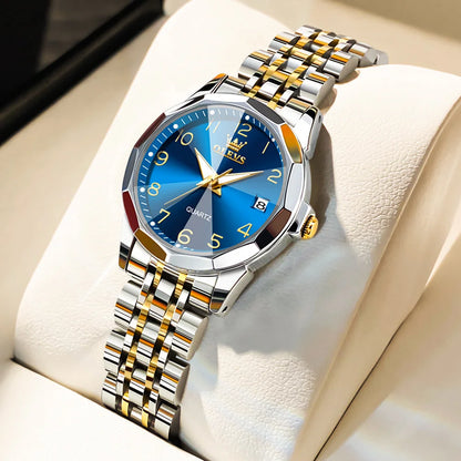 Women’s Luxury Stainless Steel Watch – Elegant Waterproof Luminous Date Watch