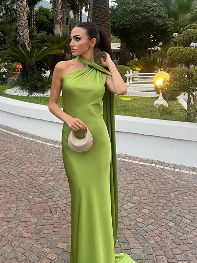 Women’s Elegant Maxi Dress – Off Shoulder Backless Detail Slim Fit Summer Evening Gown