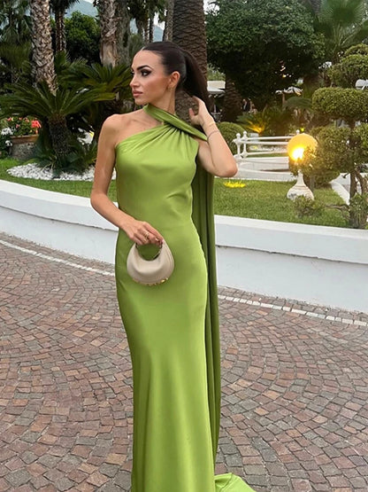 Women’s Elegant Maxi Dress – Off Shoulder Backless Detail Slim Fit Summer Evening Gown