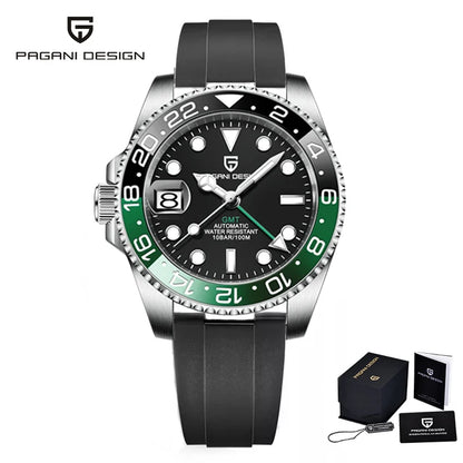 Men’s Luxury GMT Automatic Watch – Sapphire Mechanical 40MM Stainless Steel Waterproof Wristwatch