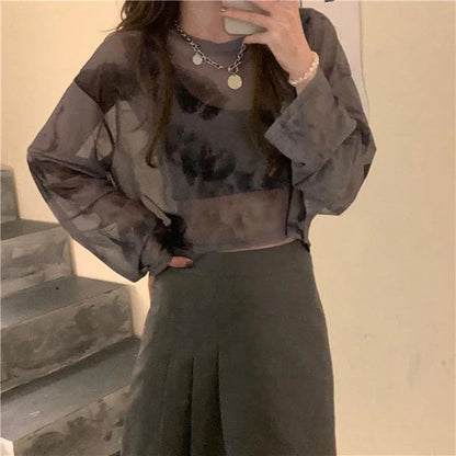 Women’s Tie Dye Sheer Sun-Proof Casual Tee Top