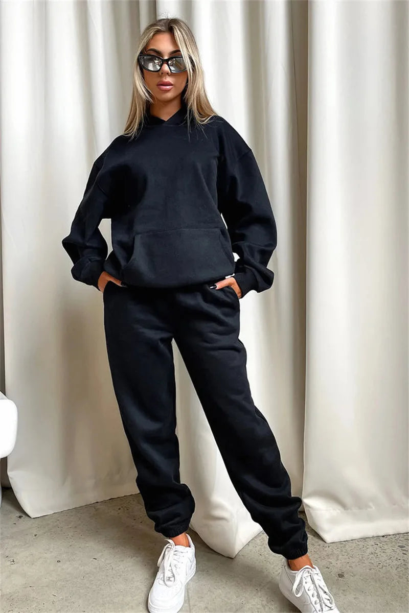 Women’s Autumn Winter Fleece Tracksuit Set – 2 Piece Casual Outfit