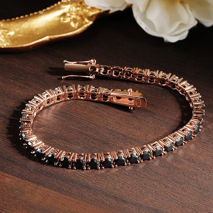 Women’s Black Moissanite Tennis Bracelet – 925 Sterling Silver Plated 18K Hip Hop Jewelry