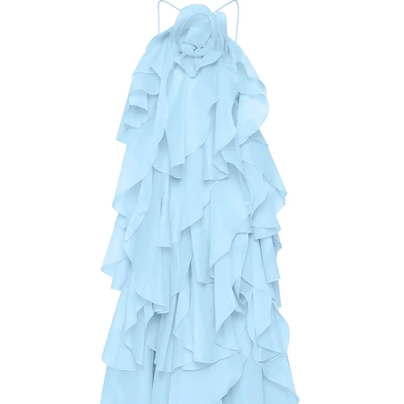 Women’s Ruffled Maxi Dress – Backless Sleeveless Slim Fit Summer Beach & Party Dress