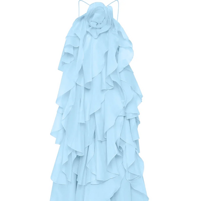 Women’s Ruffled Maxi Dress – Backless Sleeveless Slim Fit Summer Beach & Party Dress