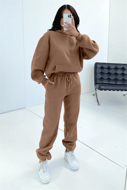 Women’s Autumn Winter Fleece Tracksuit Set – 2 Piece Casual Outfit