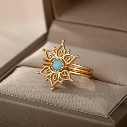 Women’s Jewelry Opal Geometric Open Ring | Aesthetic | Adjustable | Couple