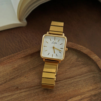 Women’s Gold Square Quartz Watch | Retro | Waterproof | Elegant