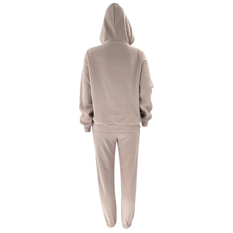 Women’s Autumn Winter Fleece Tracksuit Set – 2 Piece Casual Outfit