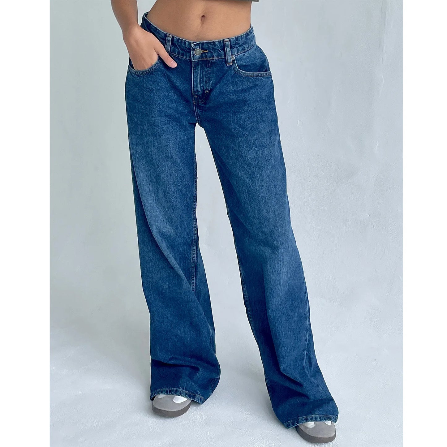 Women’s Jeans Bottom – Low Waist Straight Denim Pants with Pockets Casual Y2K Streetwear