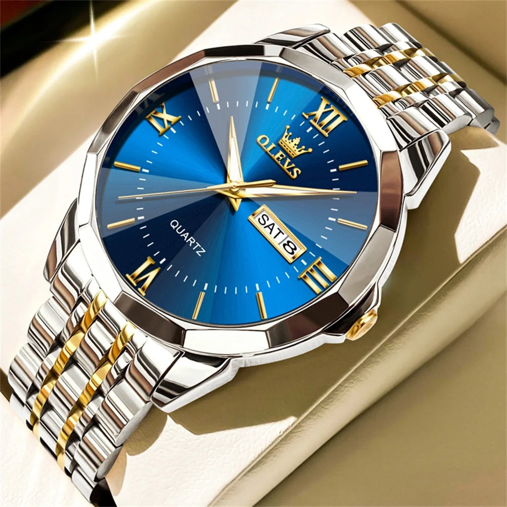 Men’s Fashion Watch – Waterproof Stainless Steel Wristwatch with Luminous Dial & Date