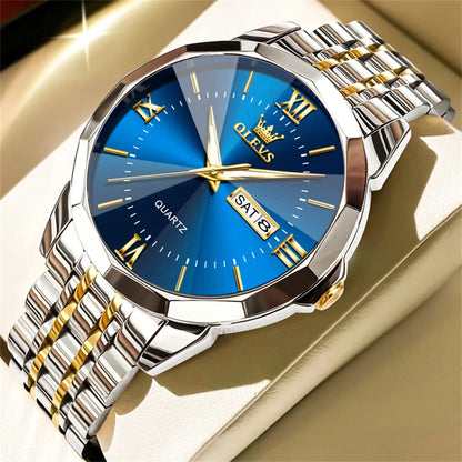 Men’s Fashion Watch – Waterproof Stainless Steel Wristwatch with Luminous Dial & Date
