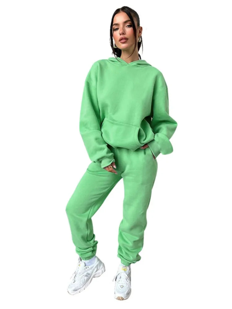 Women’s Autumn Winter Fleece Tracksuit Set – 2 Piece Casual Outfit
