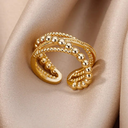 Women’s Stainless Steel Heart Ring – Gold Vintage Waterproof Jewelry Gift