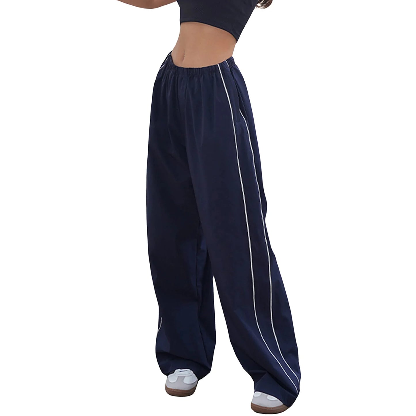 Women’s Y2K Elastic Waist Baggy Cargo Pants Bottom – Parachute Streetwear