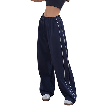Women’s Y2K Elastic Waist Baggy Cargo Pants Bottom – Parachute Streetwear