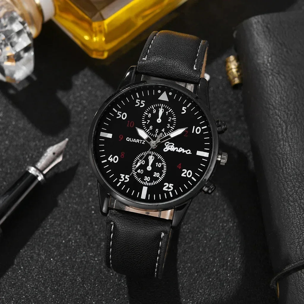 Men’s Luxury Business Watch – Leather Strap Wristwatch, Elegant Casual Clock Gift