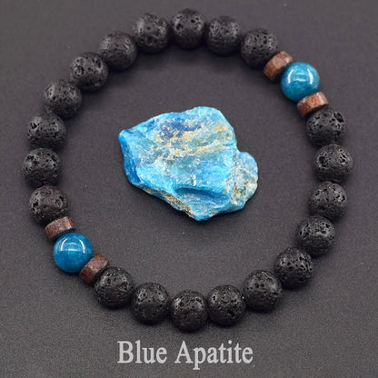 Men’s Tiger Eye & Lava Stone Bead Bracelet – Tibetan Buddha Elastic Wristband Jewelry