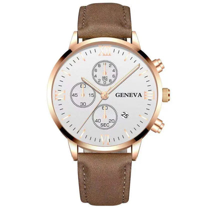Men’s Luxury Quartz Sport Watch – Leather Strap Analog Wristwatch with Date