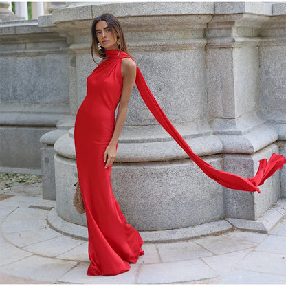 Women’s Elegant Maxi Dress – Off Shoulder Backless Detail Slim Fit Summer Evening Gown