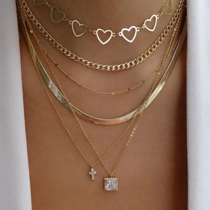 Women’s Jewelry Boho Layered Crystal Pendant Necklace | Vintage | Gold Tone | Trendy