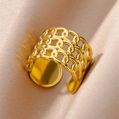 Women’s Jewelry Wide Open Ring | Statement | Gold Tone | Unisex