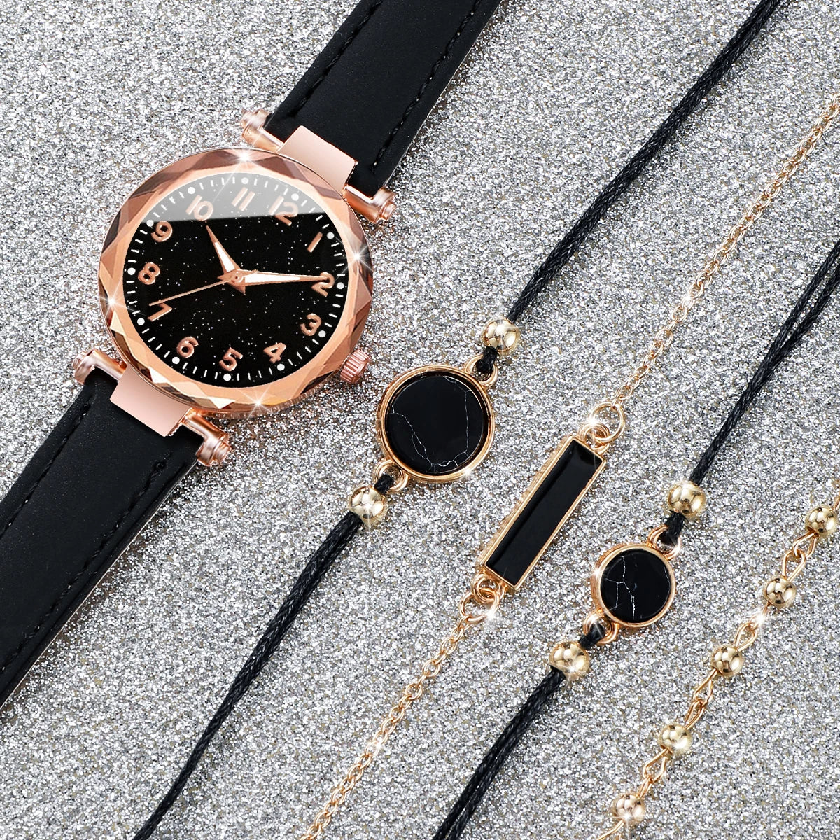 Women’s Watch Jewelry Set | Fashion | Leather Band | Quartz