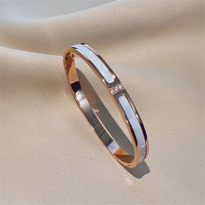 Women’s Jewelry Stackable Bangle Bracelet | Zirconia Inlaid | Stainless Steel | Gift
