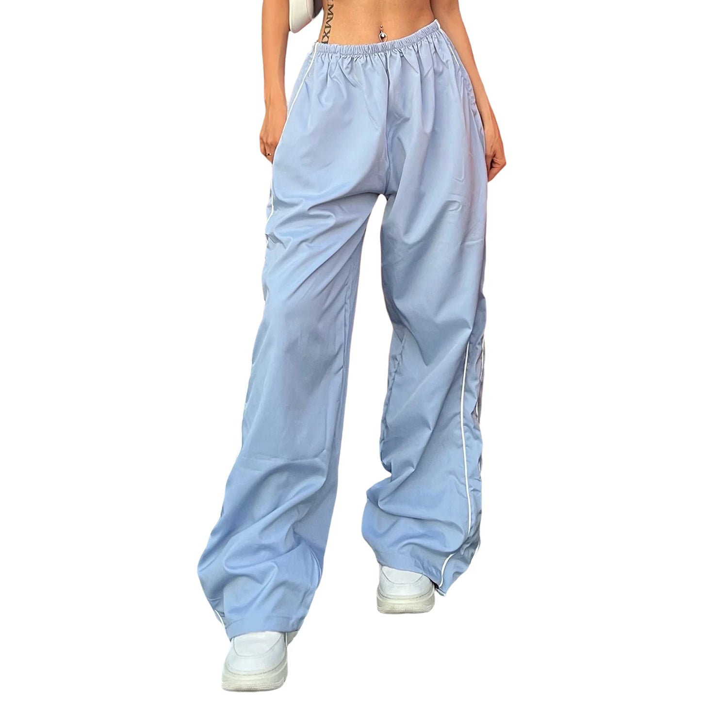 Women’s Y2K Elastic Waist Baggy Cargo Pants Bottom – Parachute Streetwear