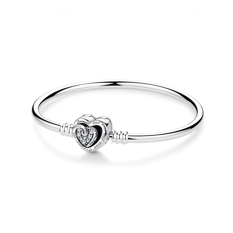 Women’s 925 Sterling Silver Bracelet – Rose Gold Snake Chain with Heart Charm Beads Jewelry