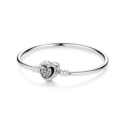 Women’s 925 Sterling Silver Bracelet – Rose Gold Snake Chain with Heart Charm Beads Jewelry