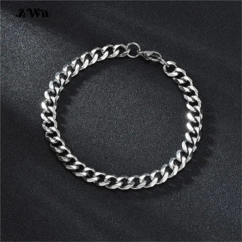 Men’s Stainless Steel Cuban Link Bracelet Jewelry – Unisex Curb Chain 3–11mm