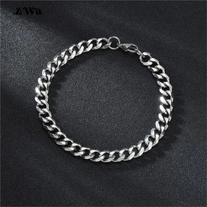 Men’s Stainless Steel Cuban Link Bracelet Jewelry – Unisex Curb Chain 3–11mm