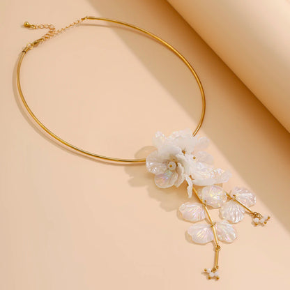 Women’s Jewelry Torque Chain Jewelry Set | Bridal | Elegant | White Flower