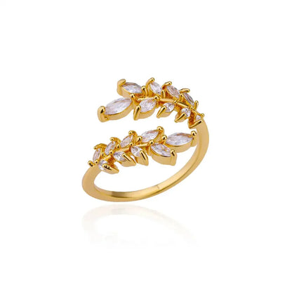 Women’s Gold Stainless Steel Heart Ring – Adjustable Imitation Open Band
