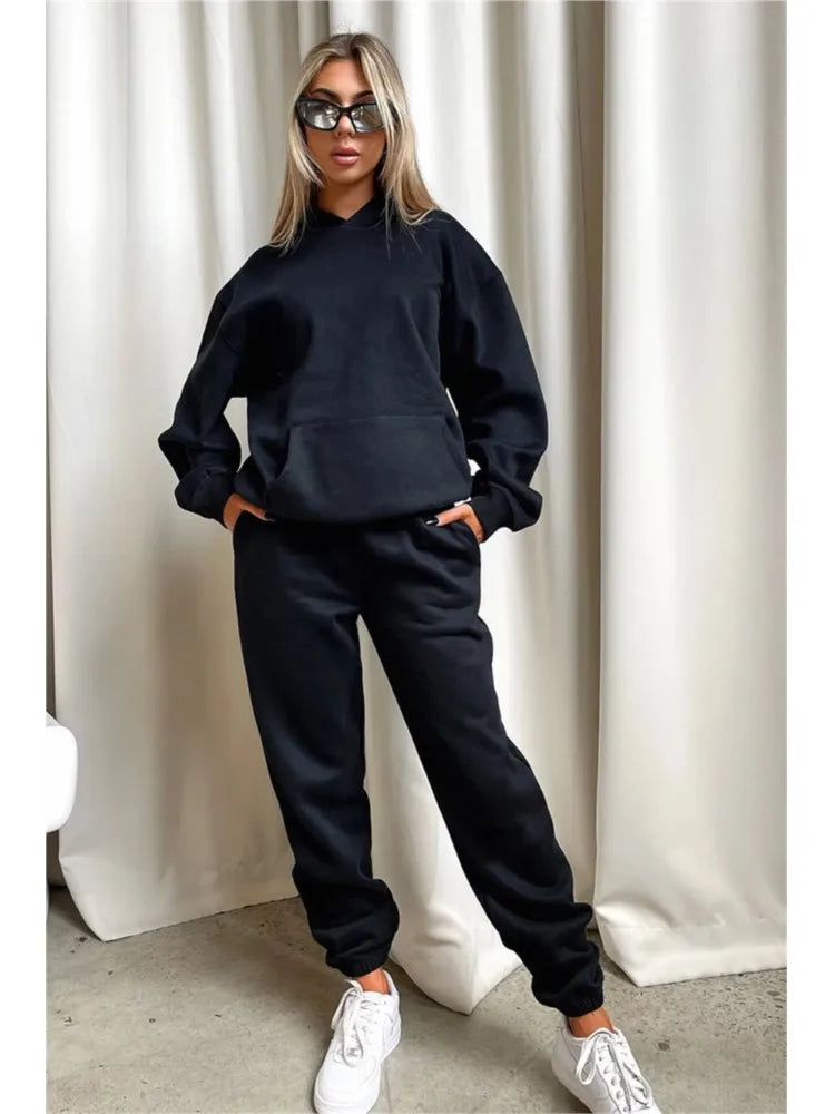 Women’s Autumn Winter Fleece Tracksuit Set – 2 Piece Casual Outfit