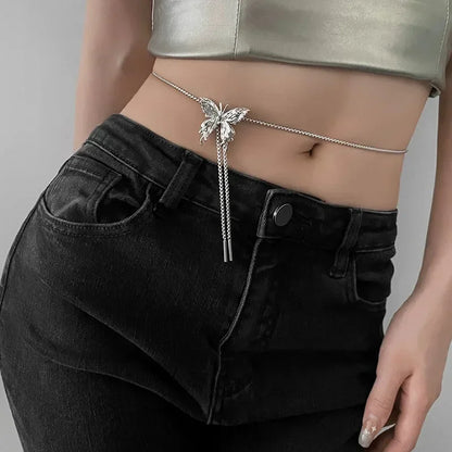 Women’s Jewelry Butterfly Pendant Necklace | Punk | Liquid Metal Look | Silver Tone