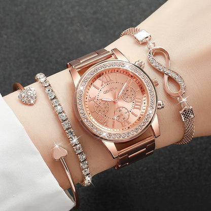 Women’s Watch Jewelry Set | Rhinestone | Steel Band | Quartz