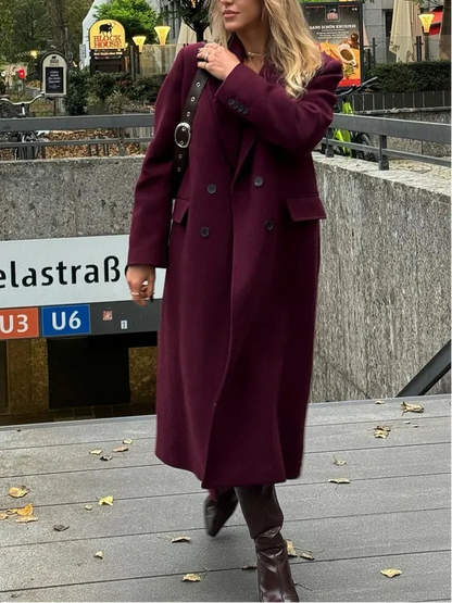 Women’s Long Wool Coat Outerwear | Elegant | Double Breasted | Winter